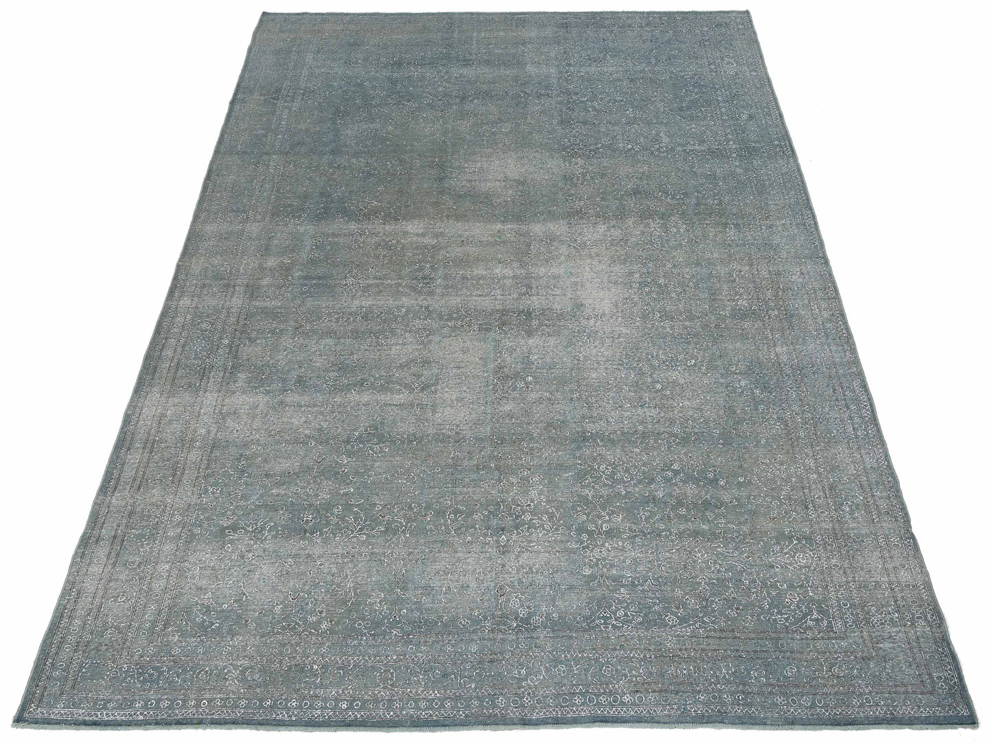 Vintage 147829 Blue Blue 8.6x12.1 Hand Knotted Rug