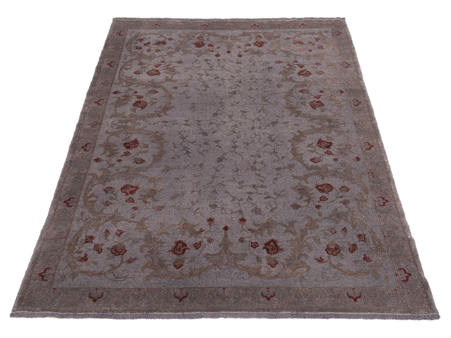 Vintage 147835 Gray Gray 5.8x7.10 Hand Knotted Rug