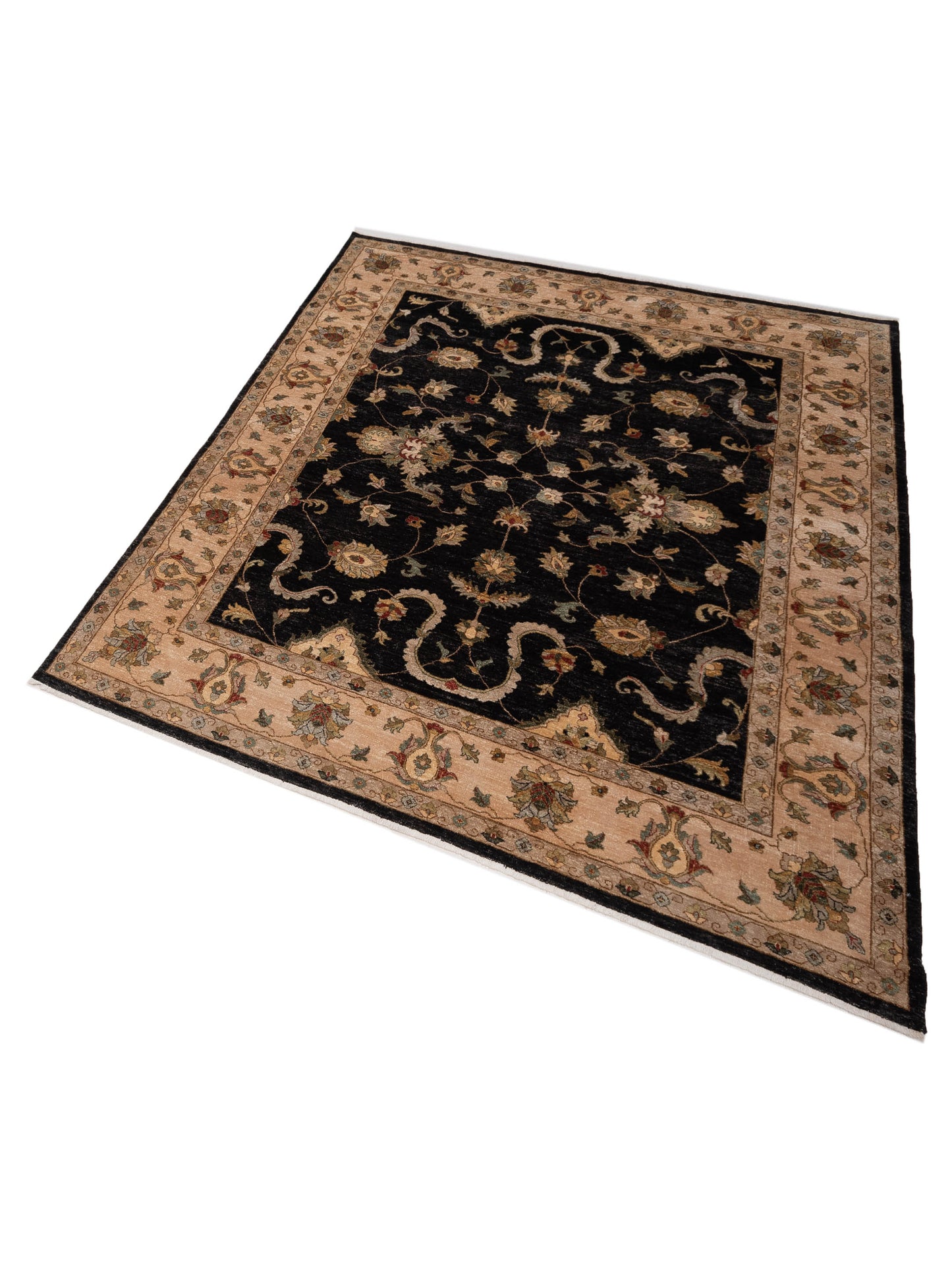 Ghazani 147840 Black Ivory 7.11x9.8 Hand Knotted Rug