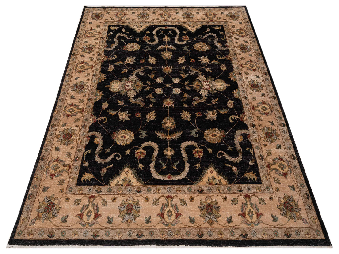 Ghazani 147840 Black Ivory 7.11x9.8 Hand Knotted Rug