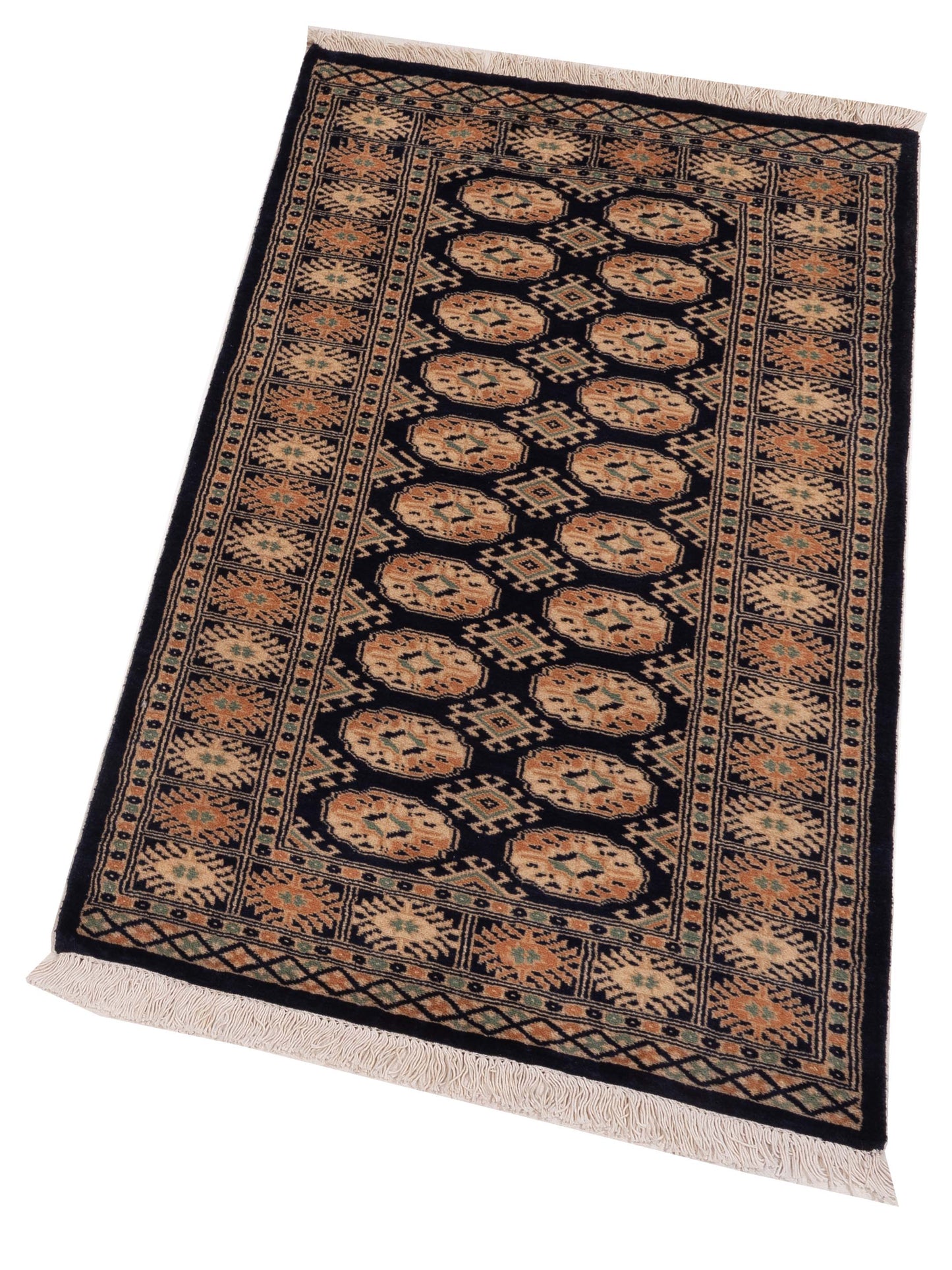 Bokhara 147879 Navy Beige 2.11x5.1 Hand Knotted Rug
