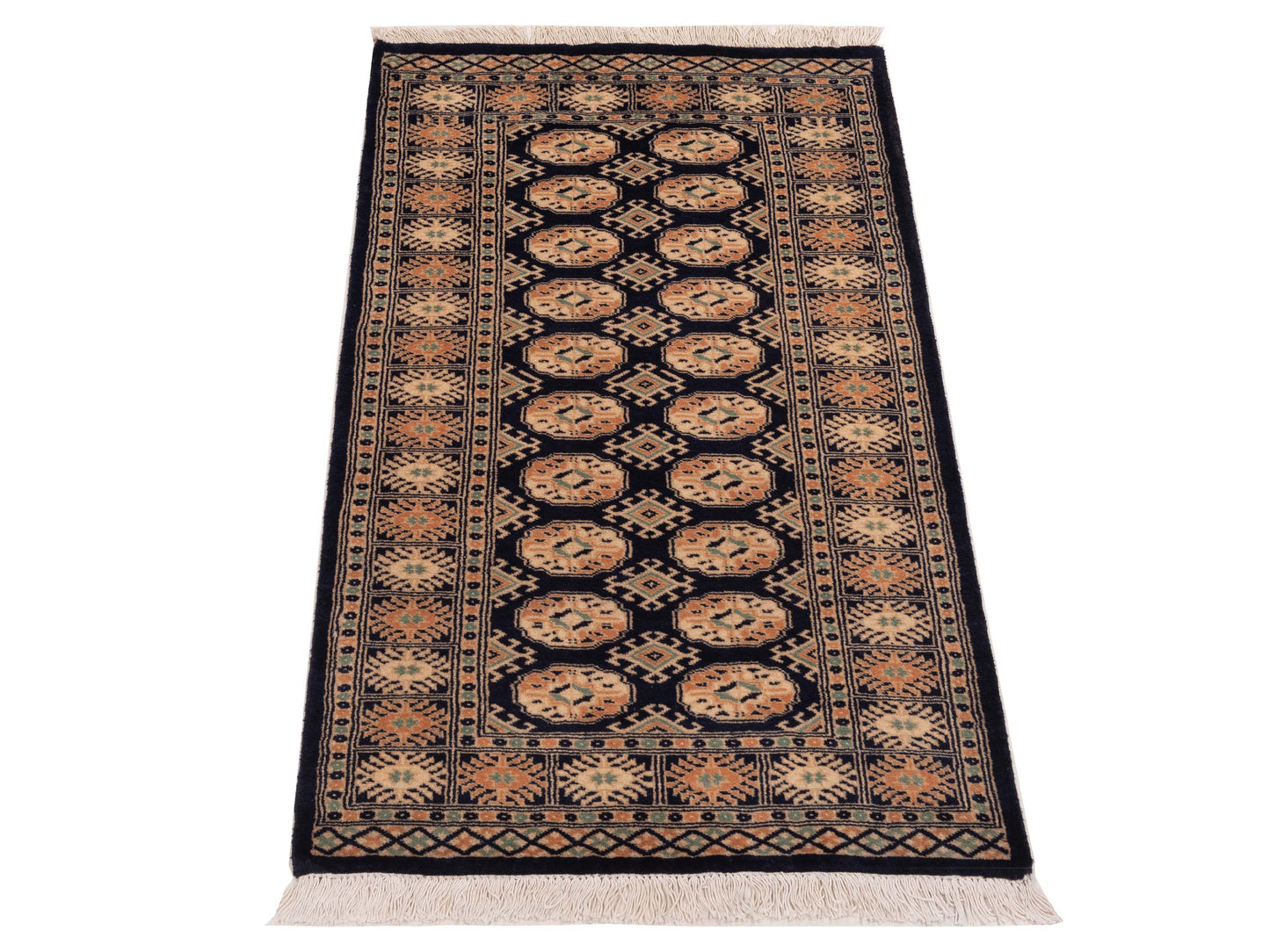 Bokhara 147879 Navy Beige 2.11x5.1 Hand Knotted Rug