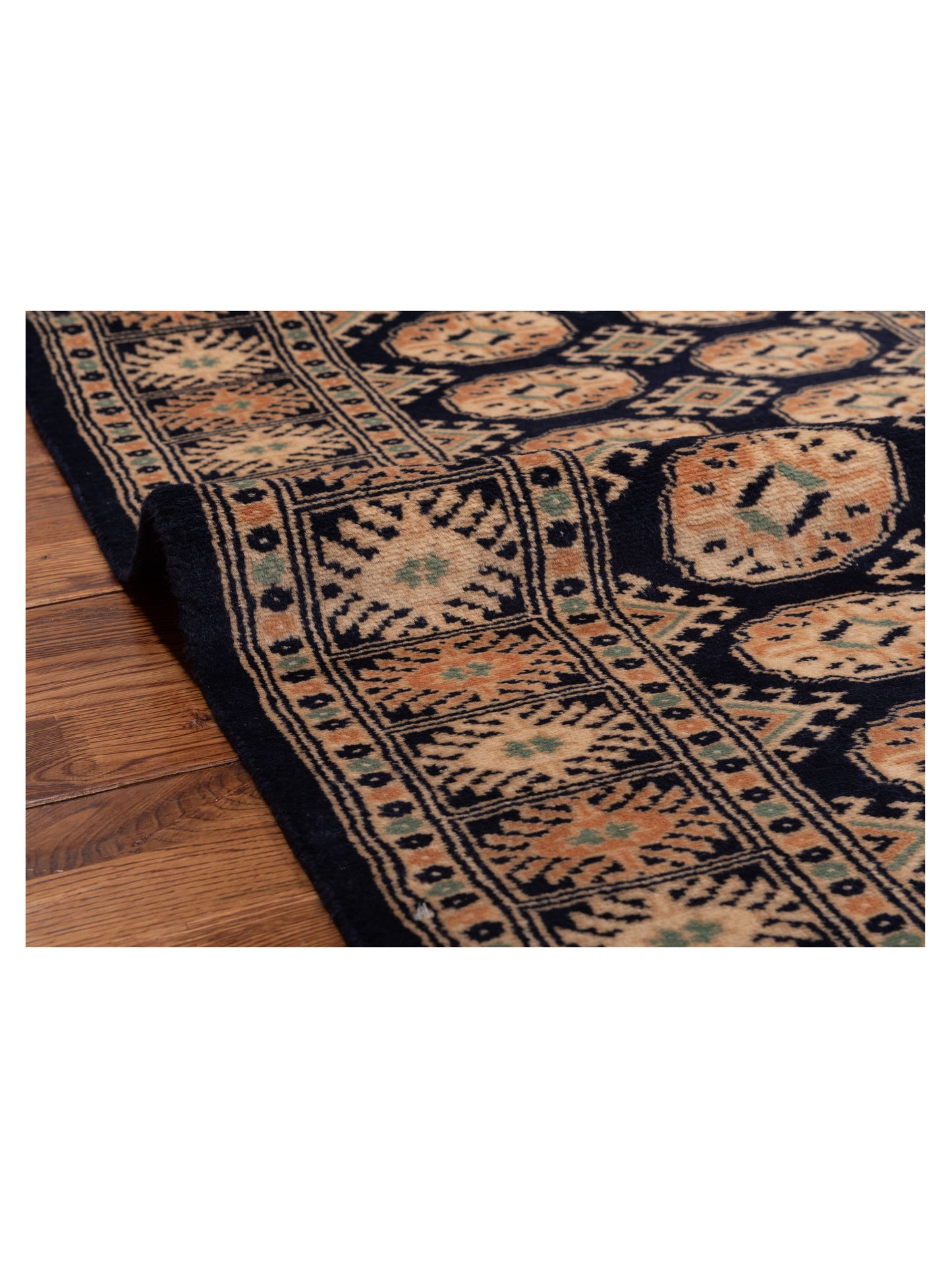 Bokhara 147879 Navy Beige 2.11x5.1 Hand Knotted Rug