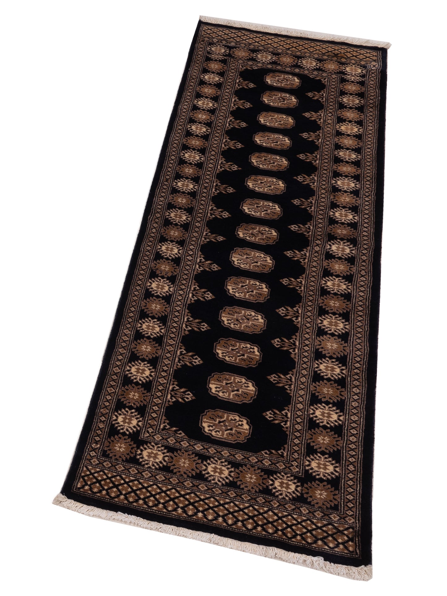 Bokhara 147957 Blue Beige 2.7x7.6 Hand Knotted Rug