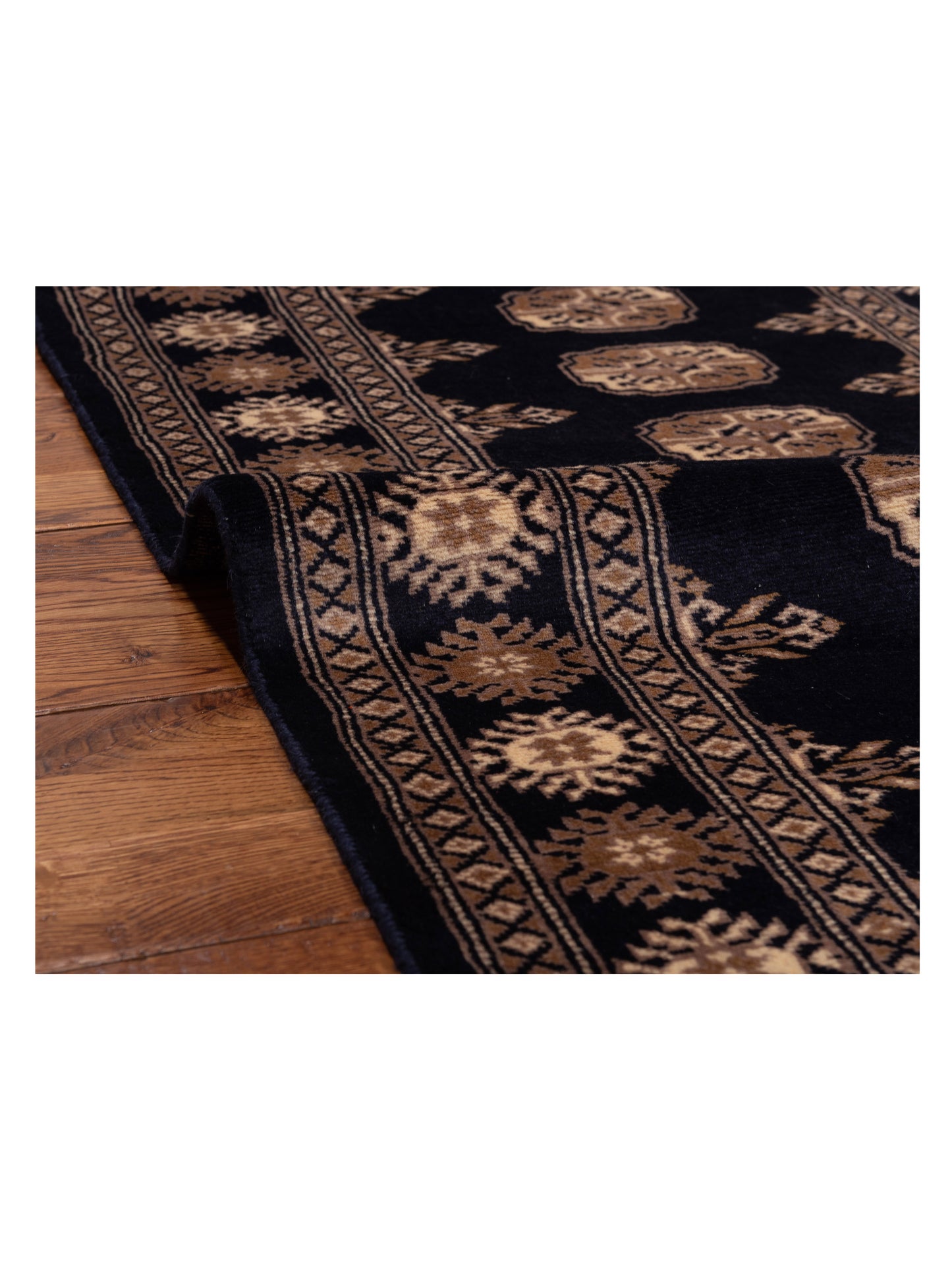 Bokhara 147957 Blue Beige 2.7x7.6 Hand Knotted Rug