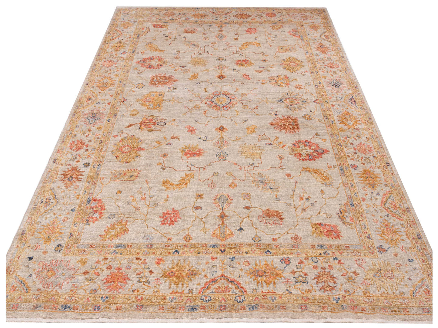 Angora Oushak 147968 Ivory Ivory 10.1x13.3 Hand Knotted Rug