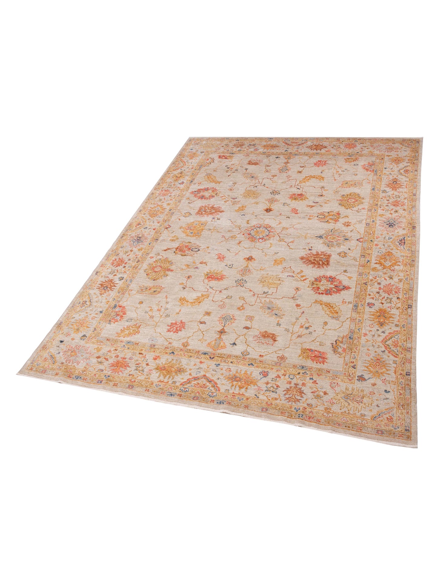 Angora Oushak 147968 Ivory Ivory 10.1x13.3 Hand Knotted Rug