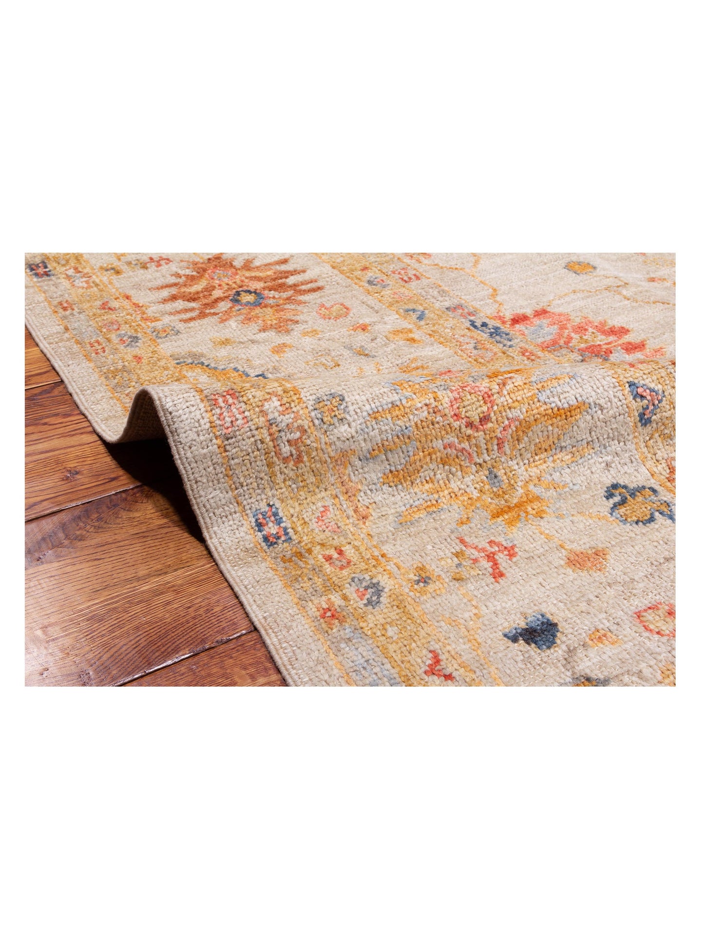 Angora Oushak 147968 Ivory Ivory 10.1x13.3 Hand Knotted Rug