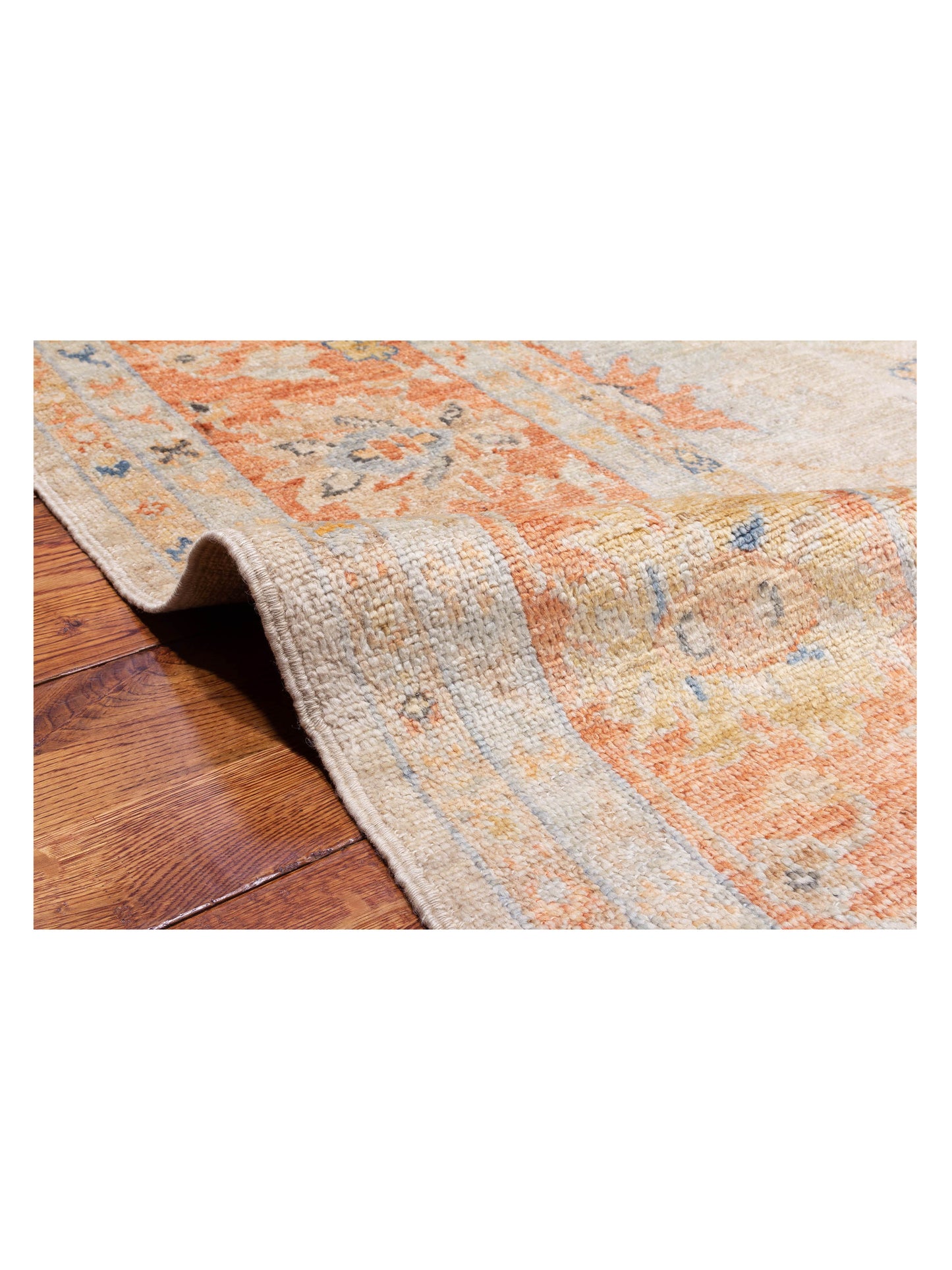 Angora Oushak 147969 Ivory Rust 9.11x13.6 Hand Knotted Rug