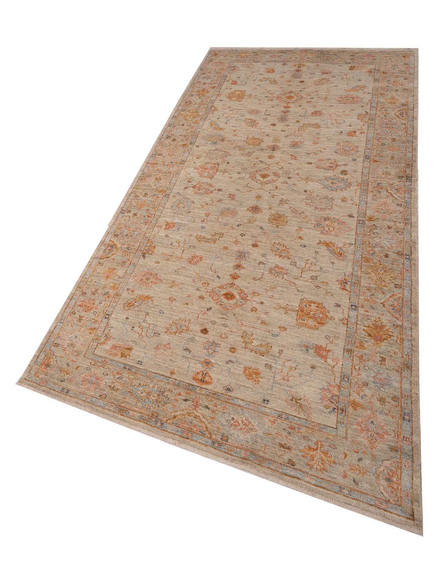Angora Oushak 147987 Ivory Silver 6.1x13.5 Hand Knotted Rug
