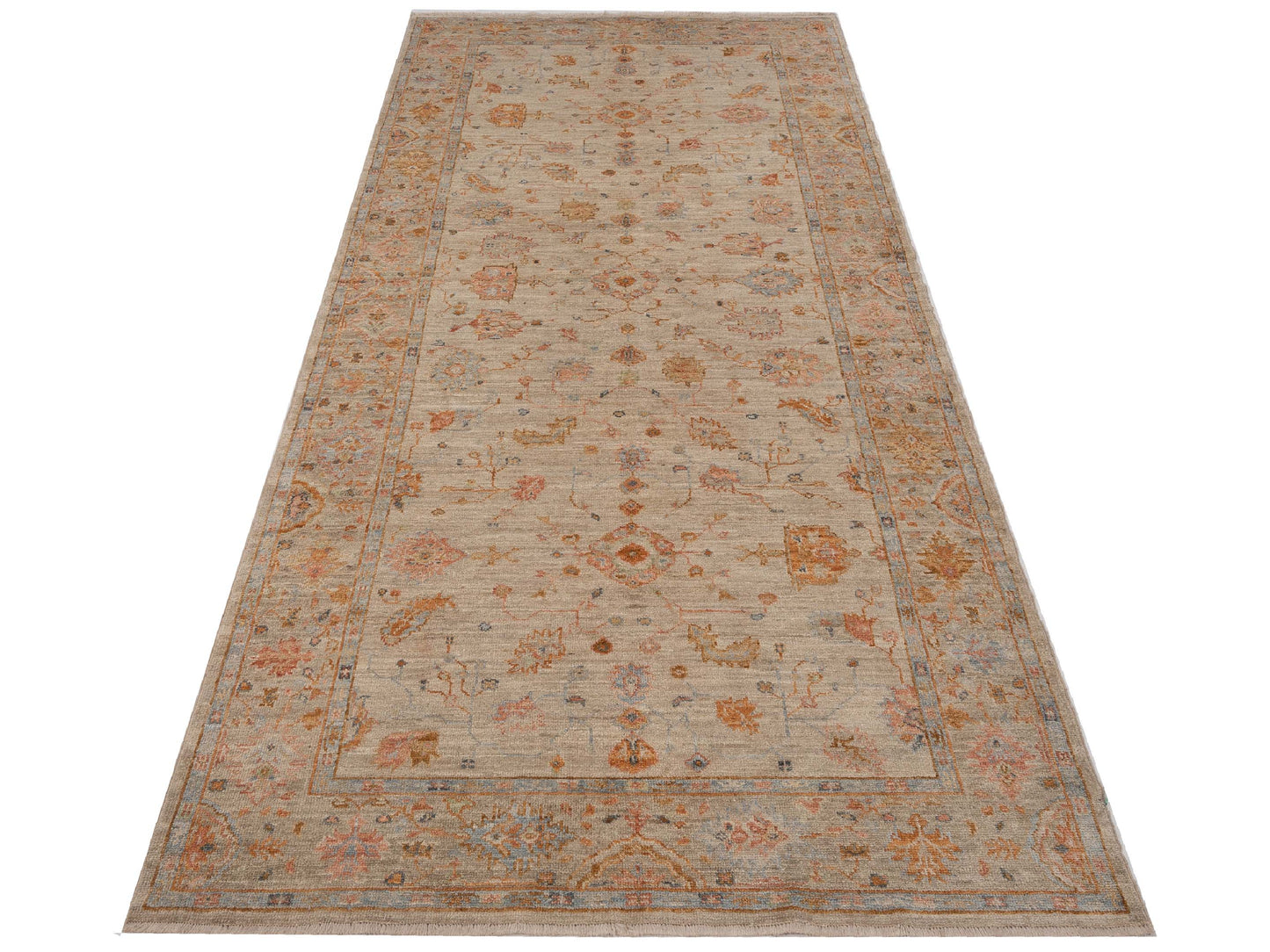 Angora Oushak 147987 Ivory Silver 6.1x13.5 Hand Knotted Rug