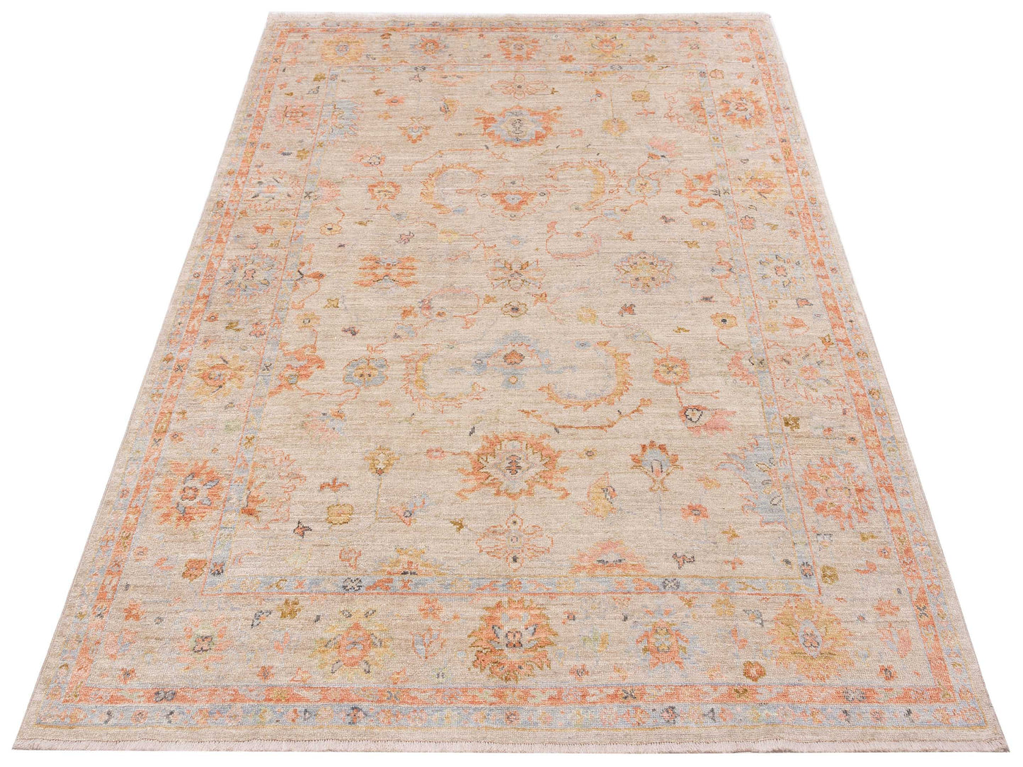 Angora Oushak 148006 Ivory Silver 8x10 Hand Knotted Rug