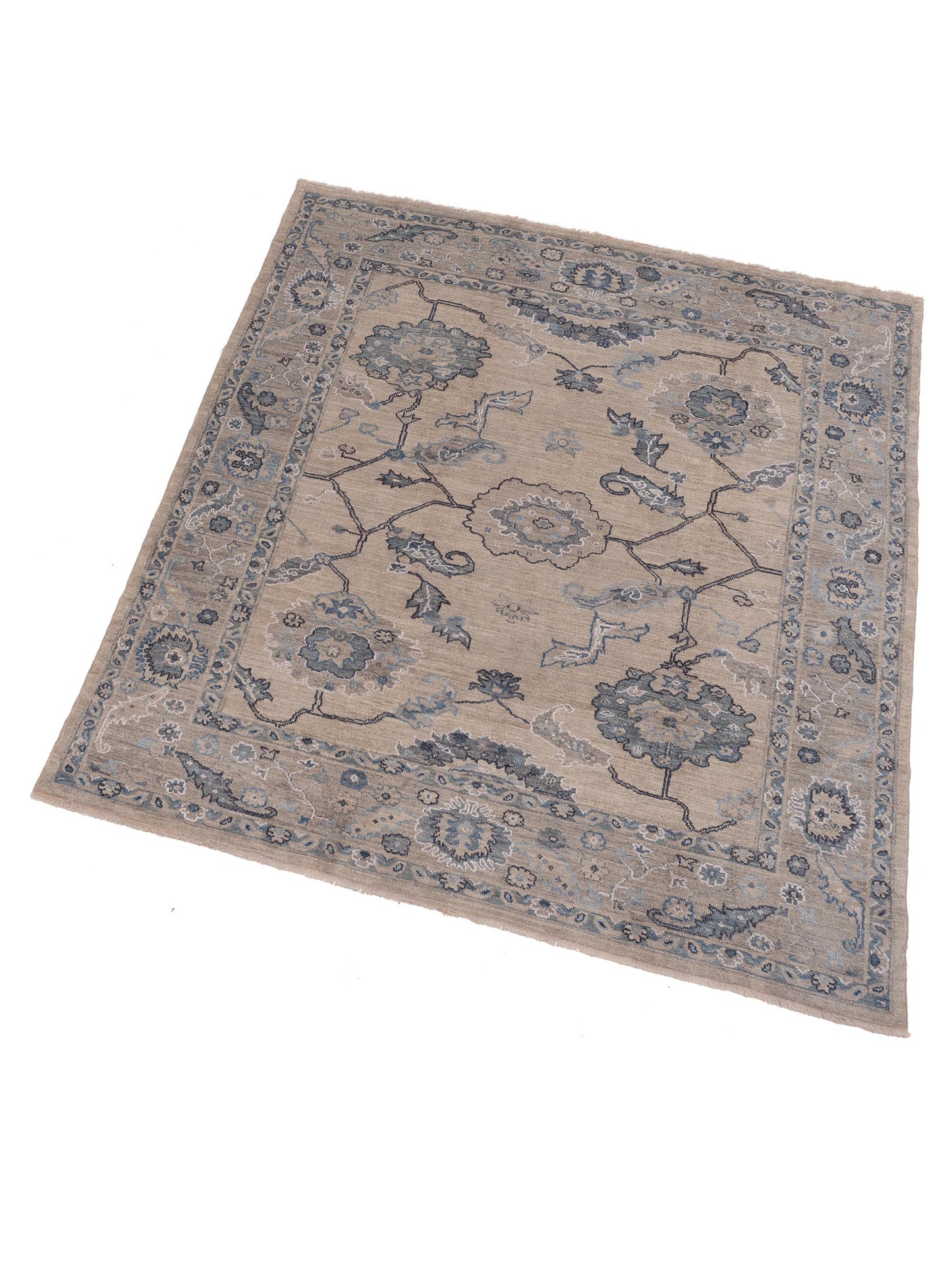 Angora Oushak 148009 Ivory Gray 8.1x9.6 Hand Knotted Rug