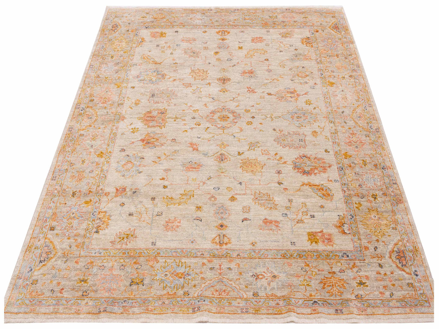 Angora Oushak 148010 Ivory Silver 8.1x9.10 Hand Knotted Rug