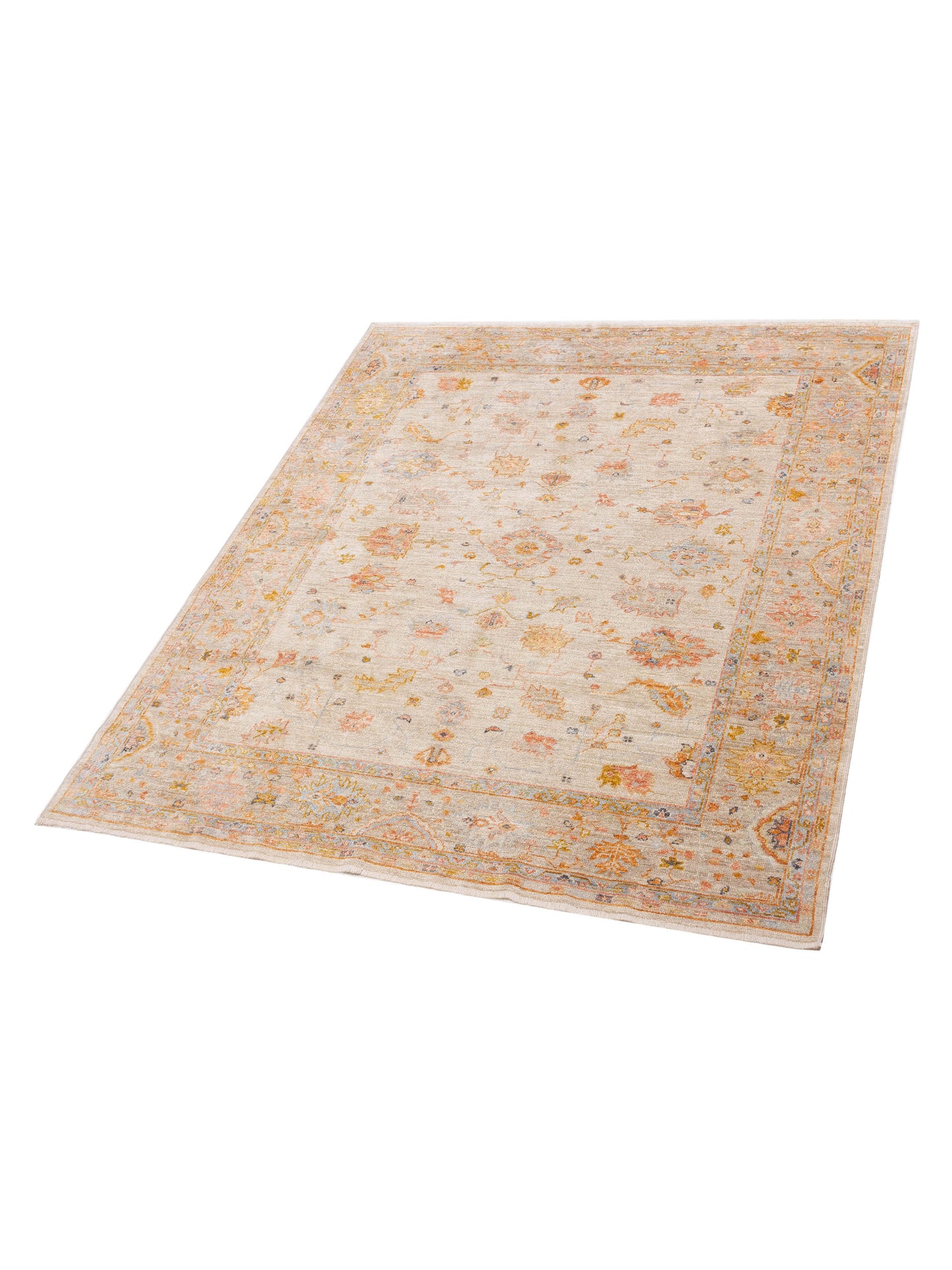 Angora Oushak 148010 Ivory Silver 8.1x9.10 Hand Knotted Rug