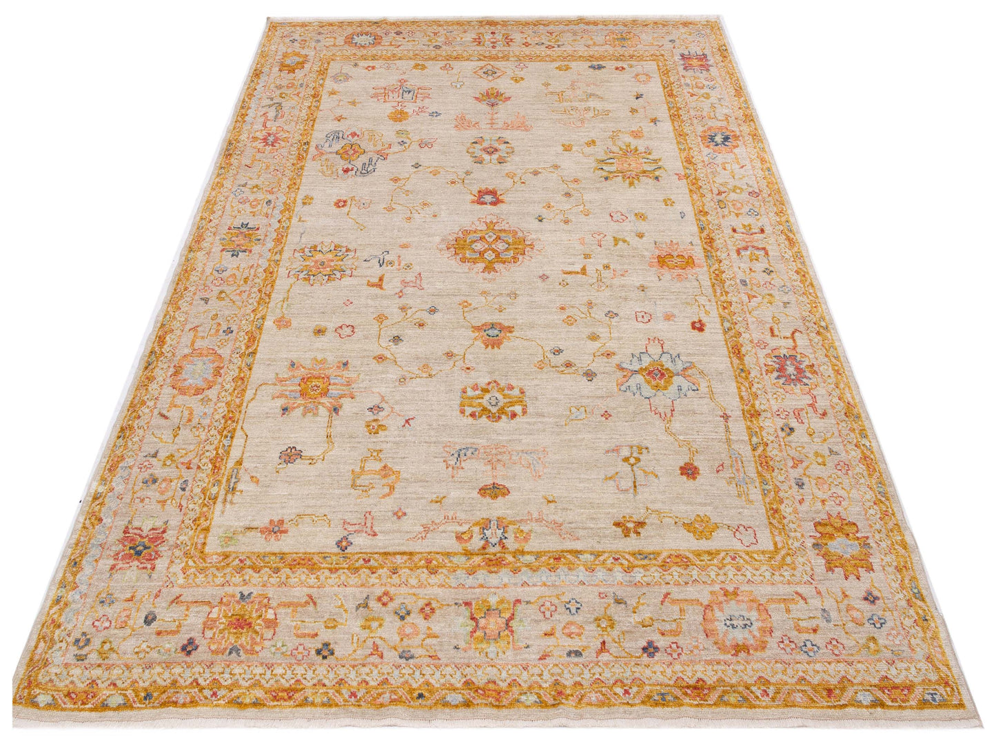 Angora Oushak 148018 Ivory Silver 9.3x11.5 Hand Knotted Rug