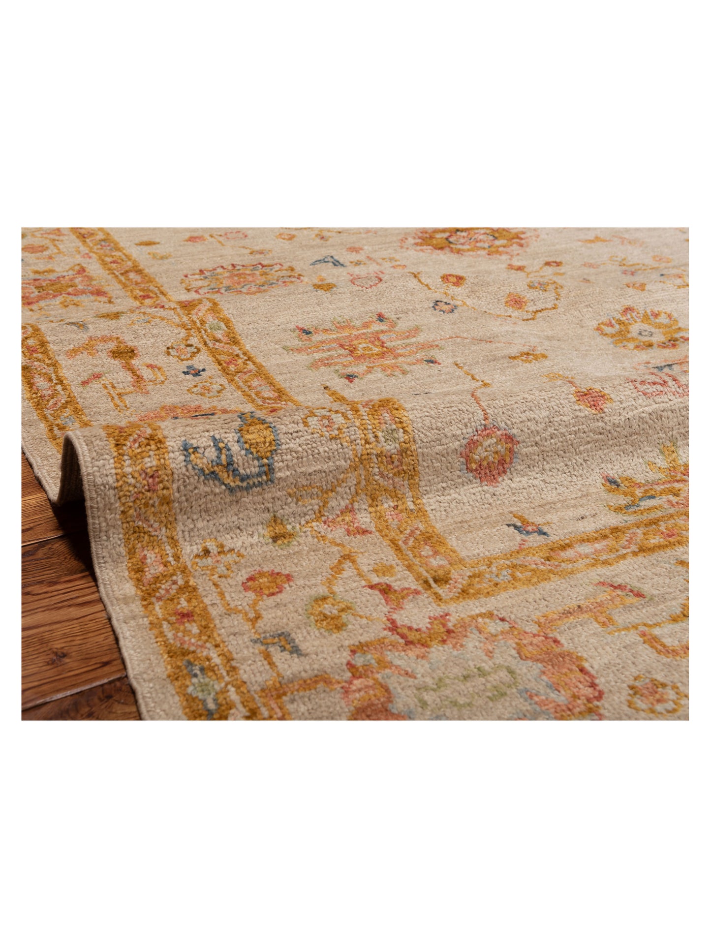 Angora Oushak 148028 Ivory Silver 6.1x8.7 Hand Knotted Rug