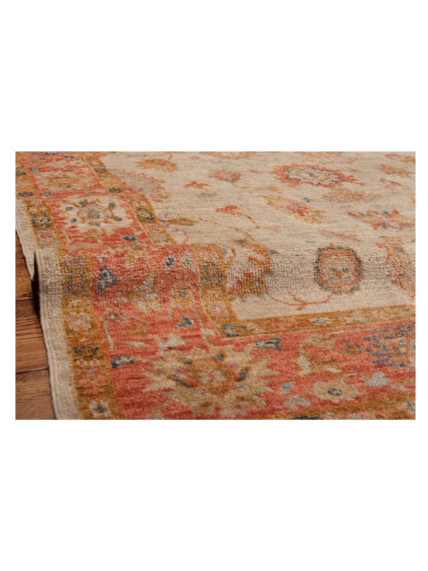 Angora Oushak 148030 Ivory Red 6.1x12.2 Hand Knotted Rug