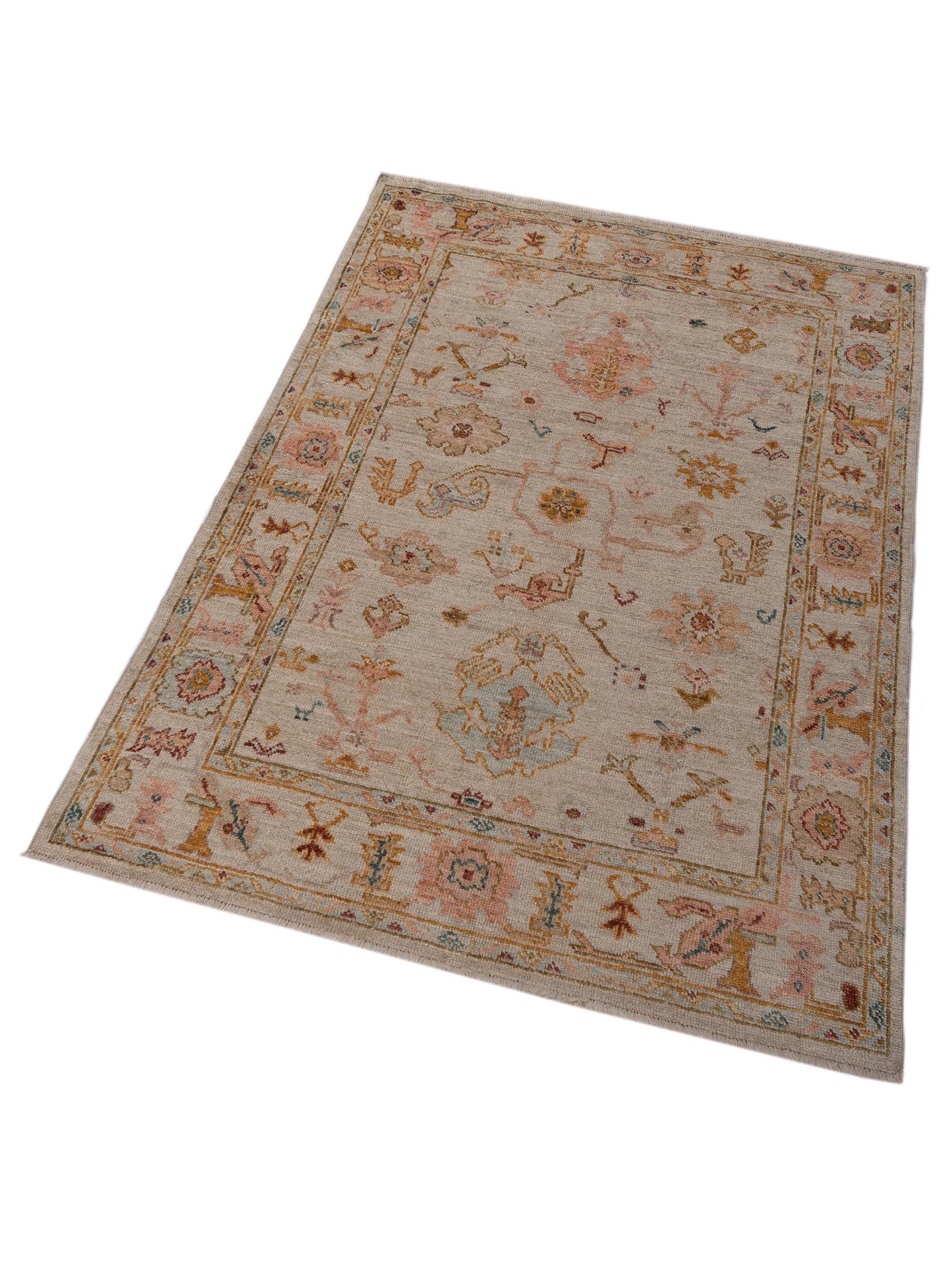 Angora Oushak 148034 Ivory Ivory 5.1x6.9 Hand Knotted Rug