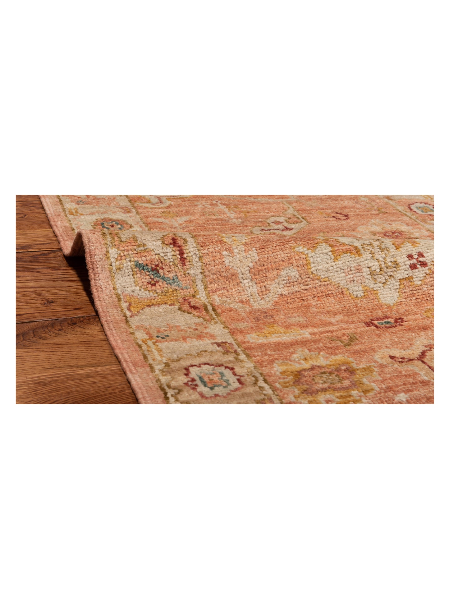 Angora Oushak 148039 Pink Ivory 2.6x13.5 Hand Knotted Rug