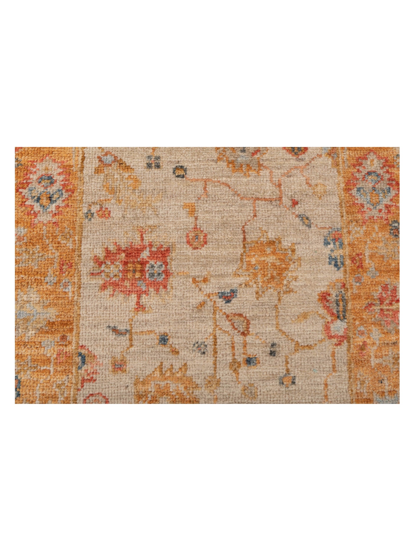 Angora Oushak 148041 Ivory Orange 2.7x9.8 Hand Knotted Rug