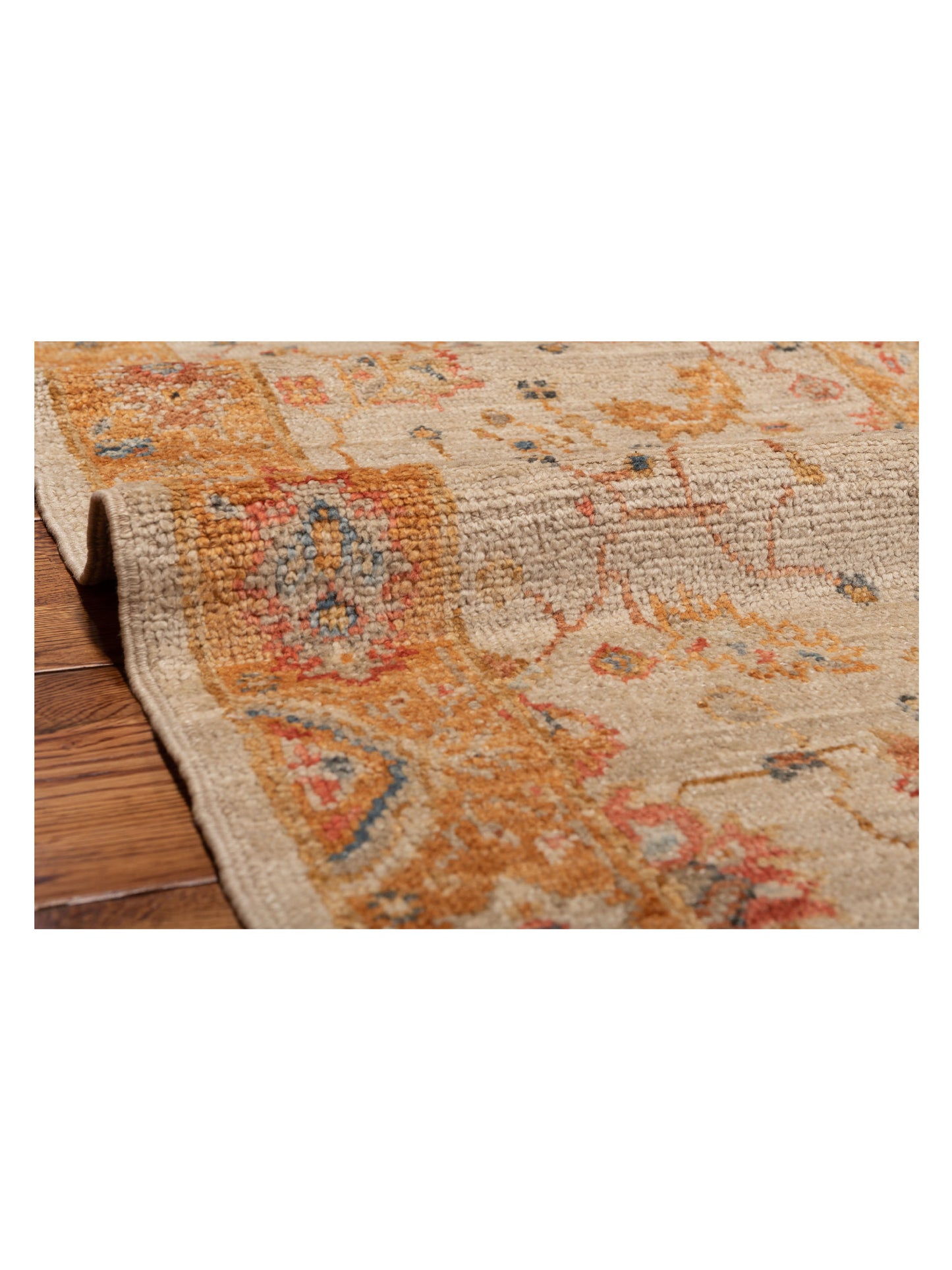 Angora Oushak 148041 Ivory Orange 2.7x9.8 Hand Knotted Rug