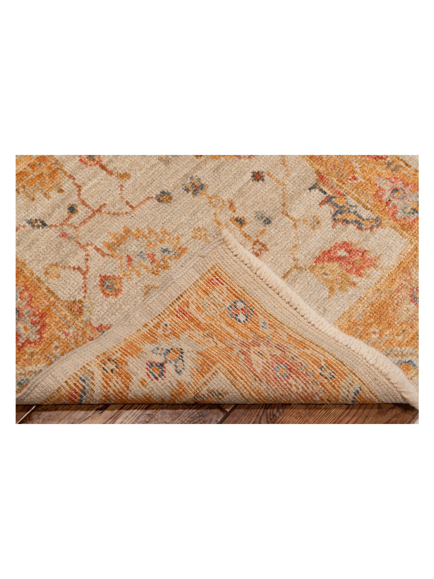 Angora Oushak 148041 Ivory Orange 2.7x9.8 Hand Knotted Rug