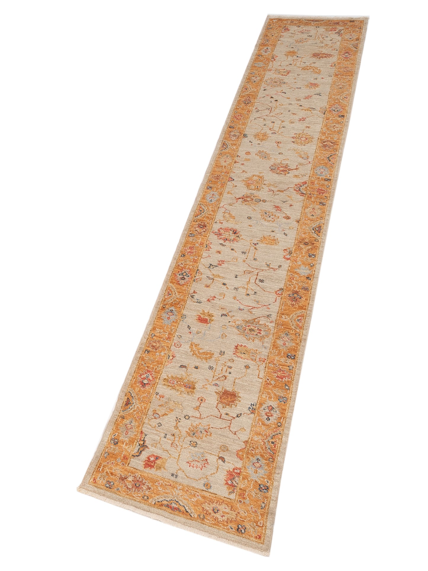 Angora Oushak 148042 Ivory Orange 2.8x15 Hand Knotted Rug