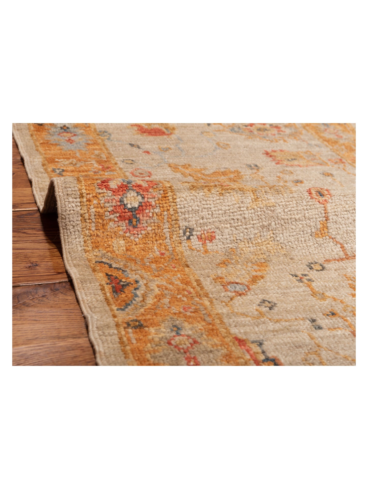 Angora Oushak 148042 Ivory Orange 2.8x15 Hand Knotted Rug