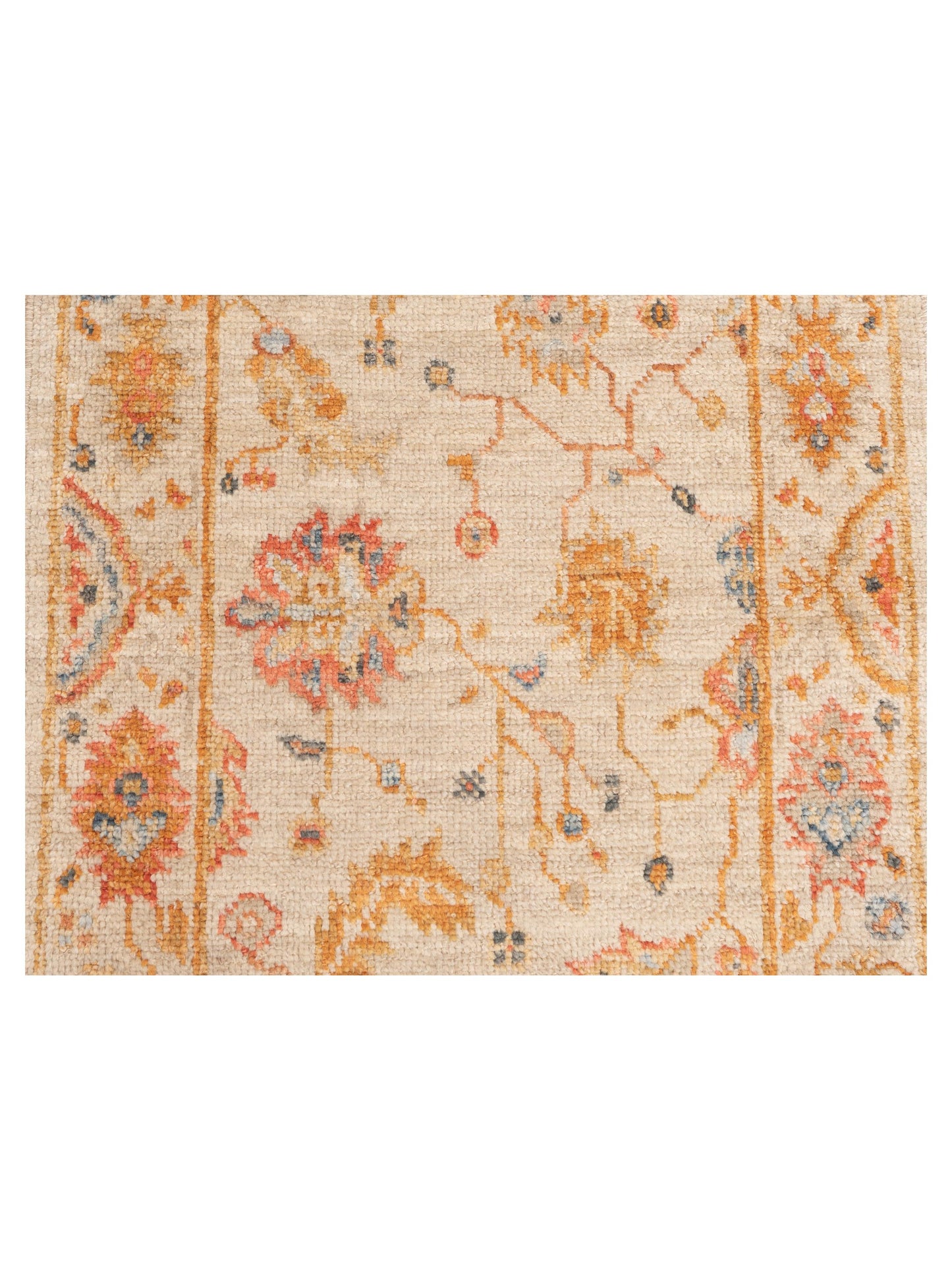 Angora Oushak 148057 Ivory Ivory 2.6x11.7 Hand Knotted Rug
