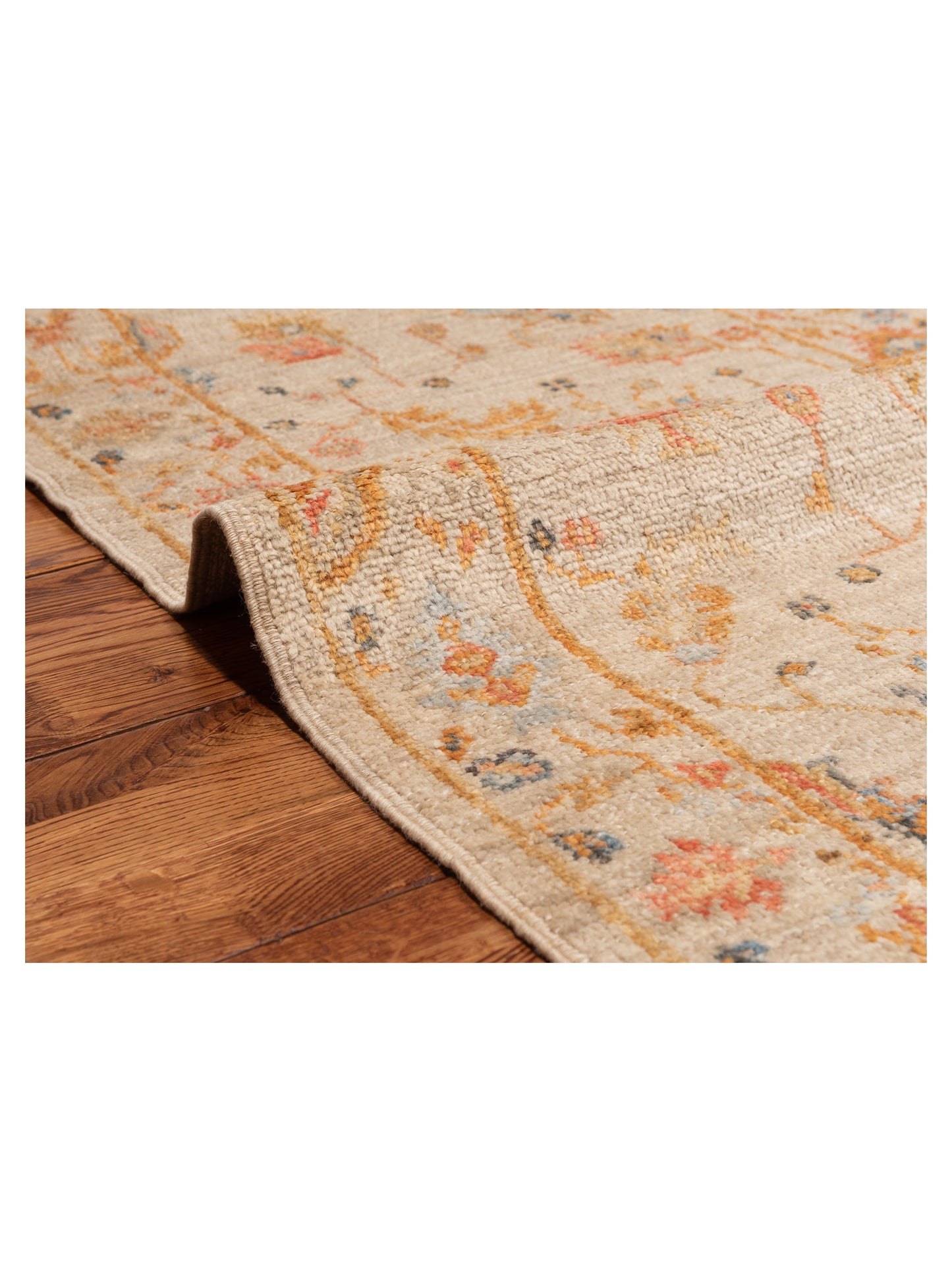 Angora Oushak 148057 Ivory Ivory 2.6x11.7 Hand Knotted Rug