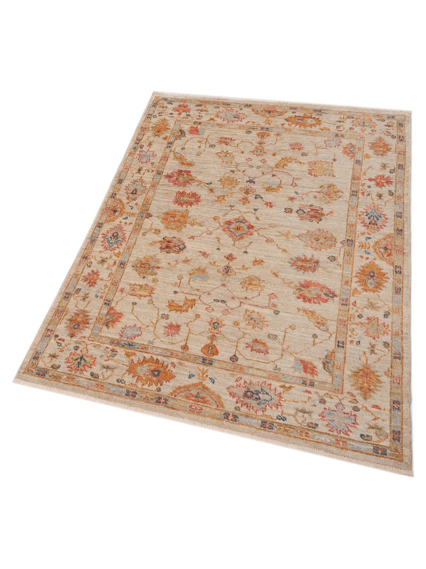 Angora Oushak 148063 Ivory Ivory 5.2x6.8 Hand Knotted Rug