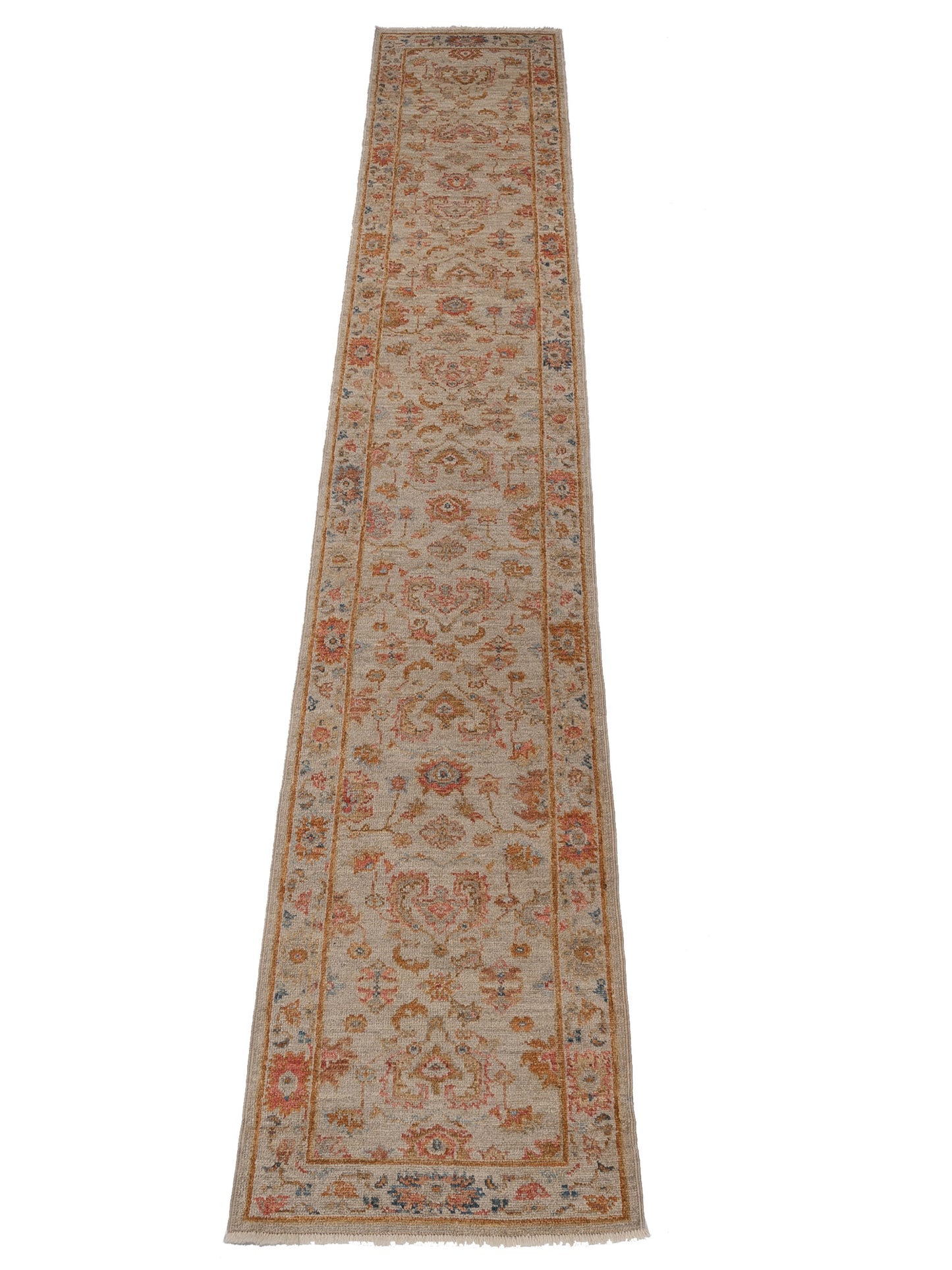 Angora Oushak 148071 Ivory Ivory 2.8x14.8 Hand Knotted Rug