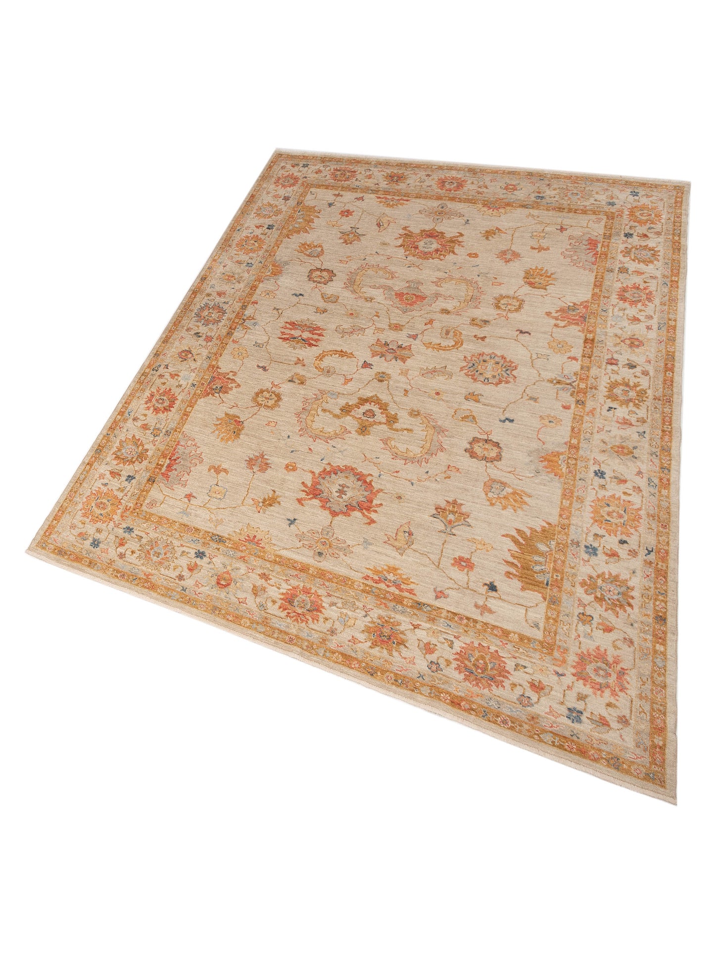 Angora Oushak 148074 Ivory Ivory 10.3x13.3 Hand Knotted Rug