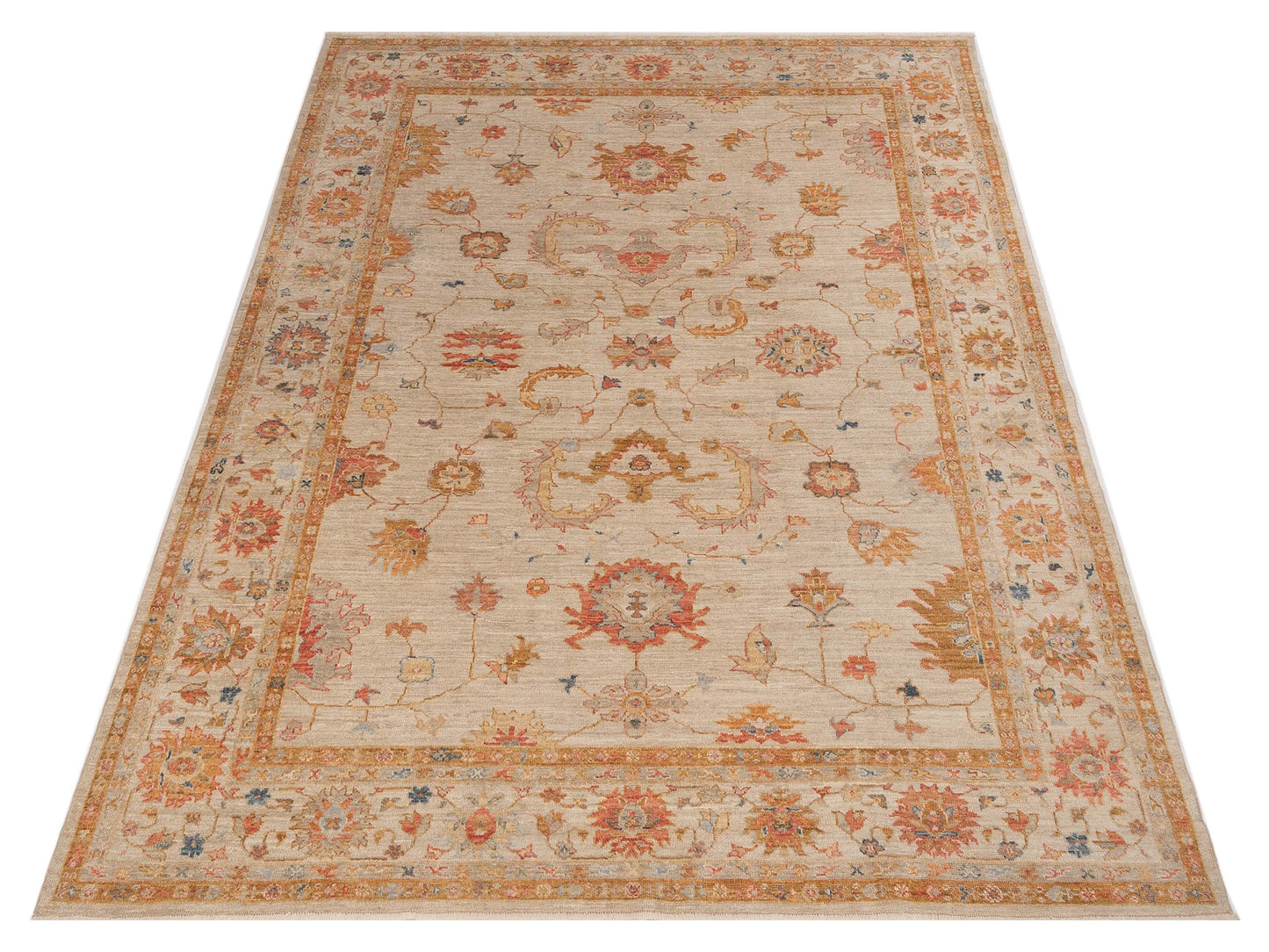 Angora Oushak 148074 Ivory Ivory 10.3x13.3 Hand Knotted Rug