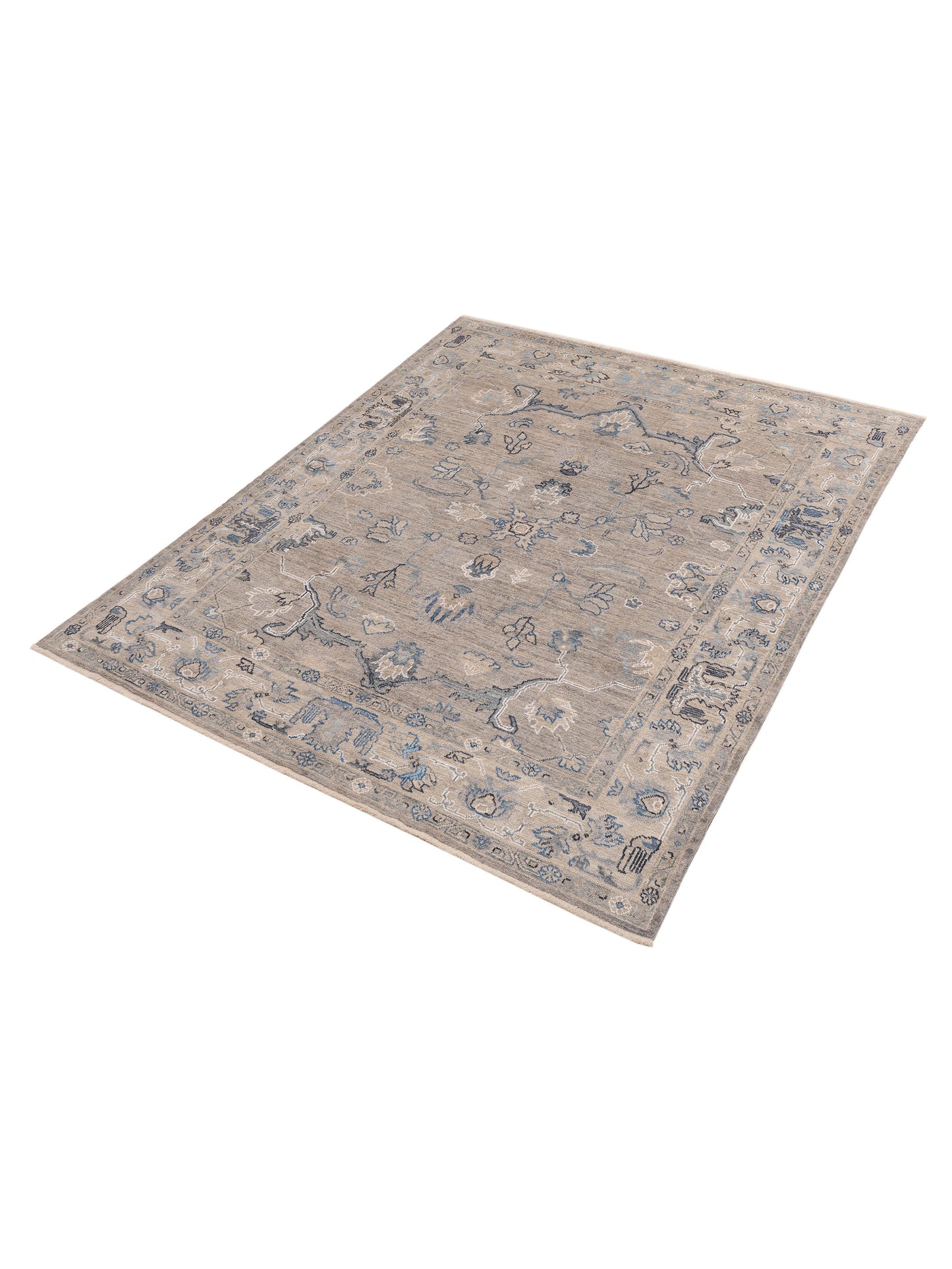 Angora Oushak 148078 Gray Silver 8.1x9.8 Hand Knotted Rug