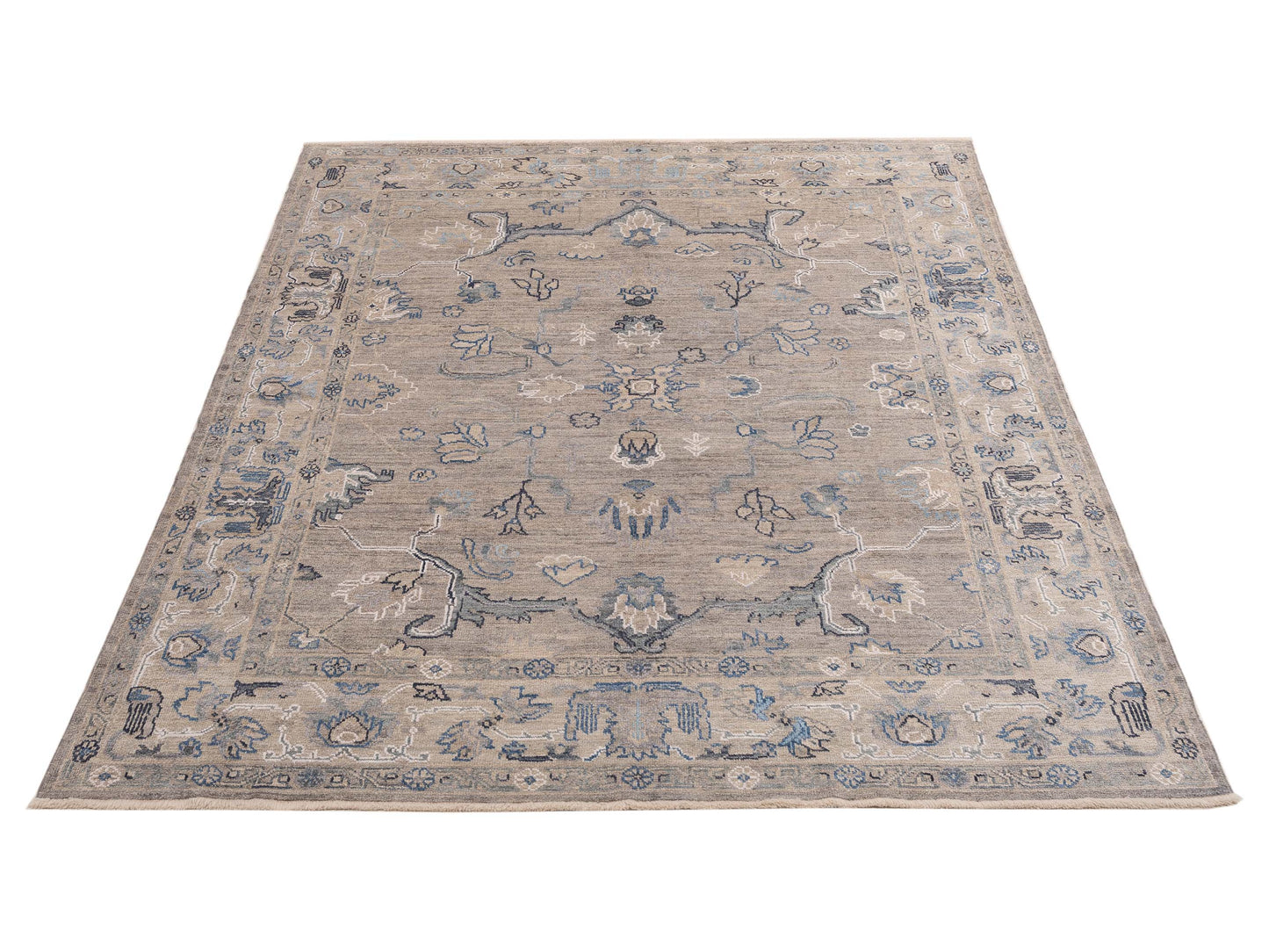 Angora Oushak 148078 Gray Silver 8.1x9.8 Hand Knotted Rug