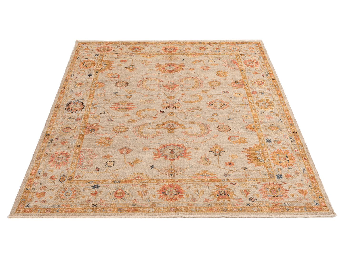 Angora Oushak 148089 Ivory Ivory 8.1x9.9 Hand Knotted Rug