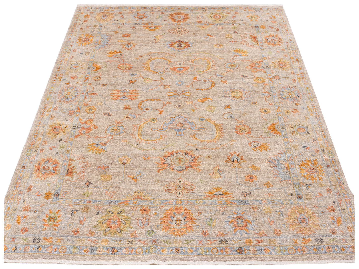 Angora Oushak 148104 Silver Silver 8.2x9.6 Hand Knotted Rug