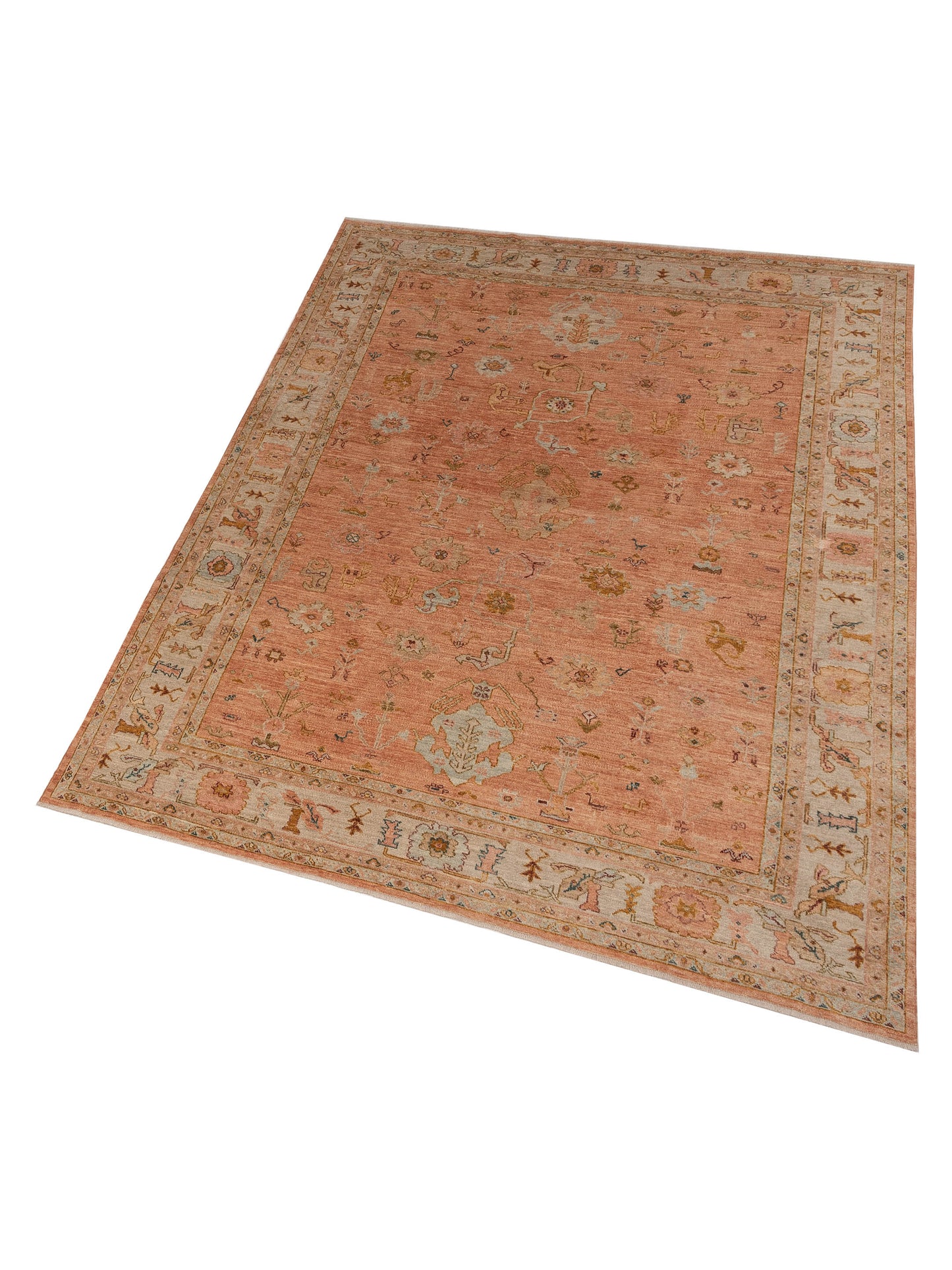Angora Oushak 148105 Pink Ivory 10.1x13.5 Hand Knotted Rug