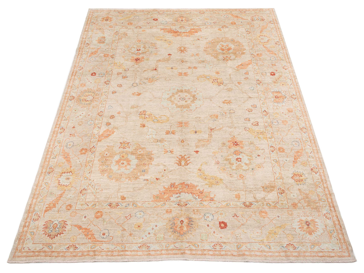 Angora Oushak 148127 Ivory Silver 10.1x13.5 Hand Knotted Rug