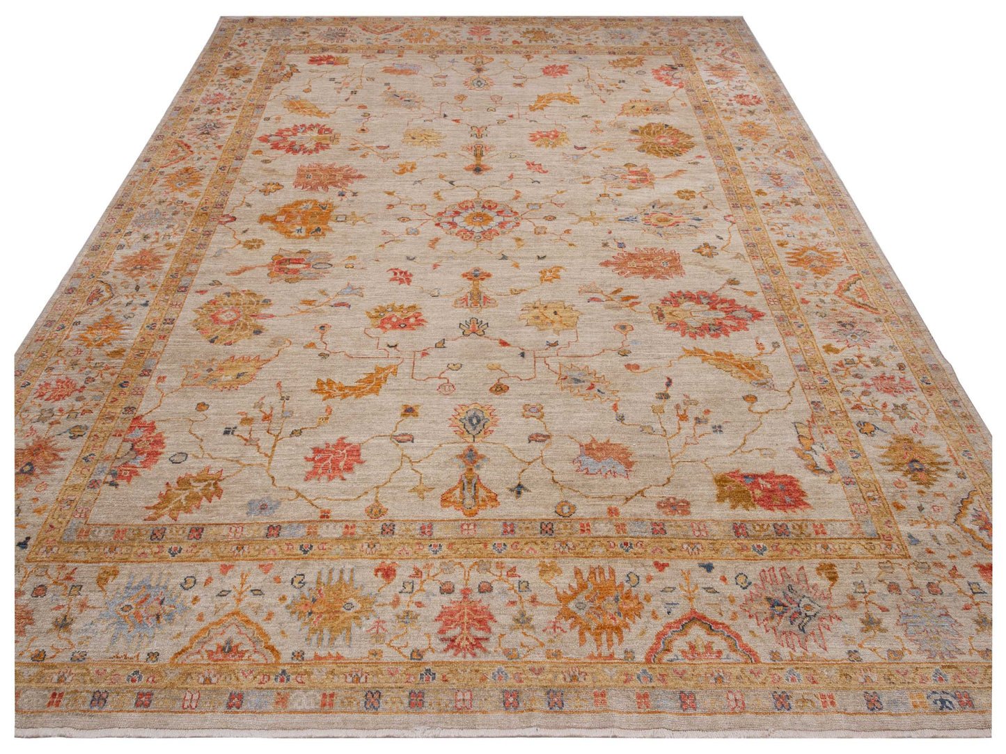 Angora Oushak 148143 Ivory Ivory 13.4x16 Hand Knotted Rug