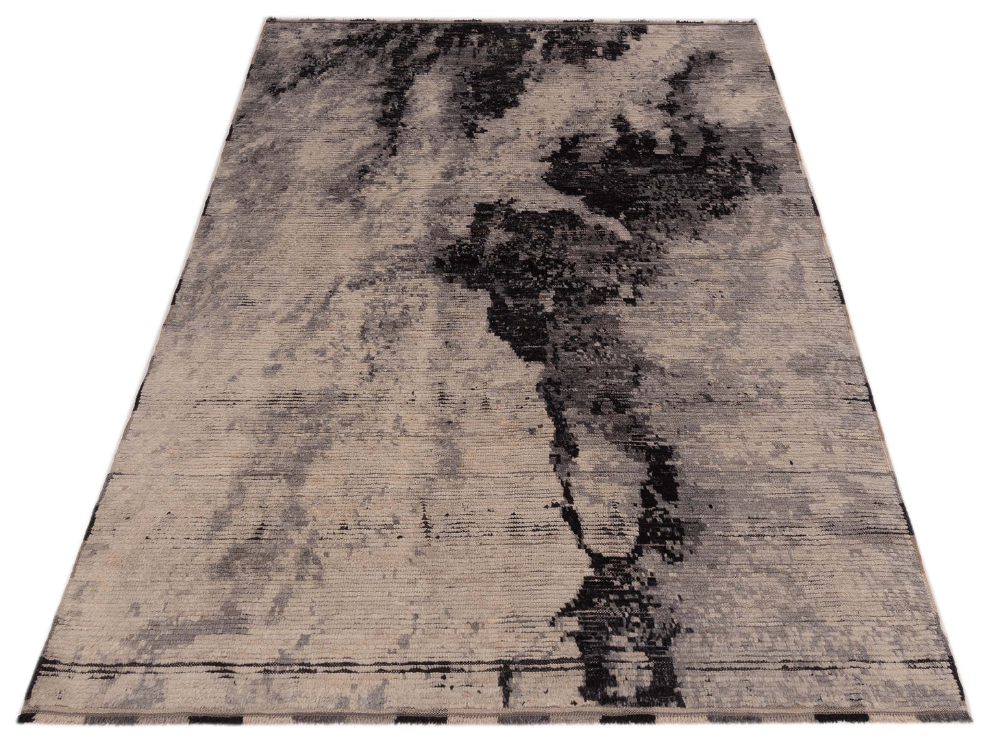 Atlas Myra Ivory Black 5.10x8.9 Hand Knotted Rug