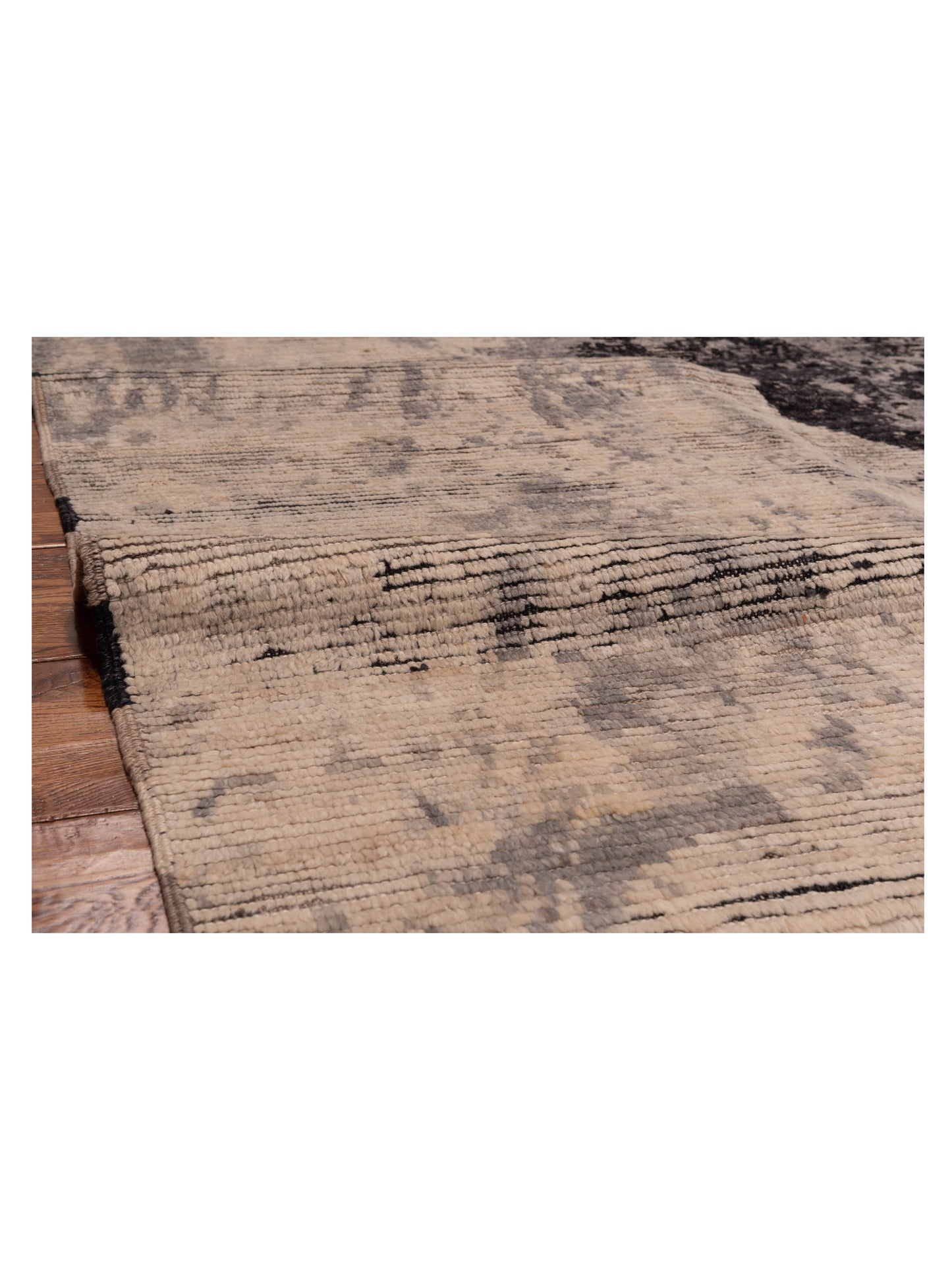 Berber Myra Ivory Black 5.11x8.8 Hand Knotted Rug