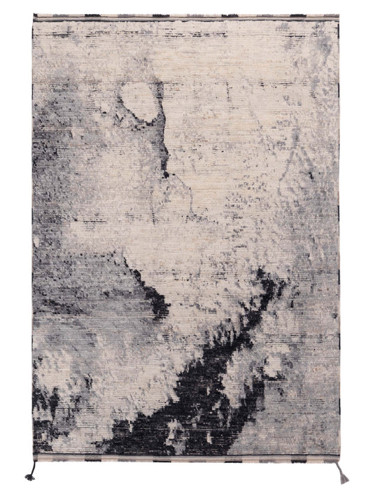 Atlas 148157 Ivory Black 6.1x8.9 Hand Knotted Rug