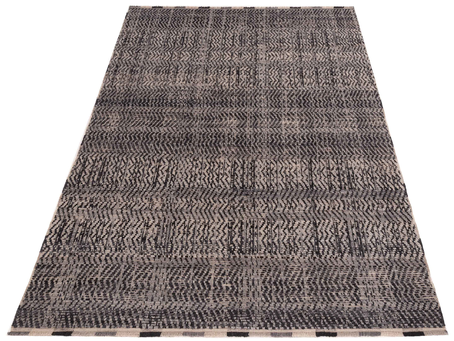 Atlas 148160 Black Gray 6.8x9.6 Hand Knotted Rug