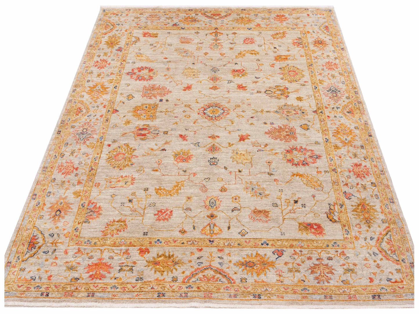 Angora Oushak 148161 Ivory Ivory 8x9.6 Hand Knotted Rug