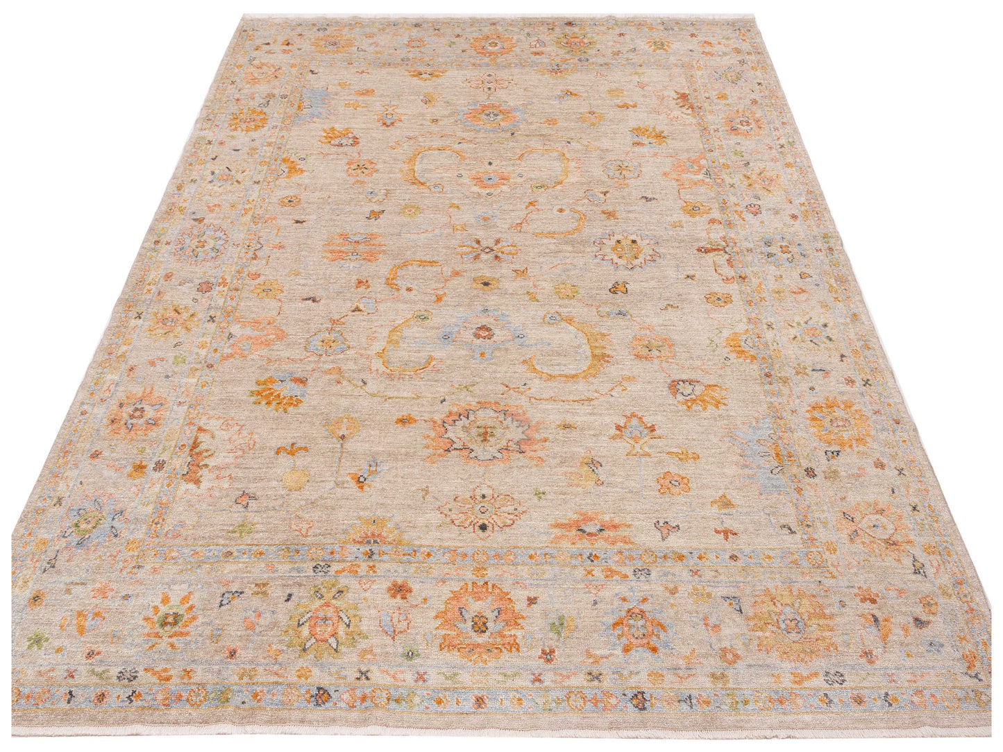 Angora Oushak 148164 Silver Silver 9.4x11.5 Hand Knotted Rug