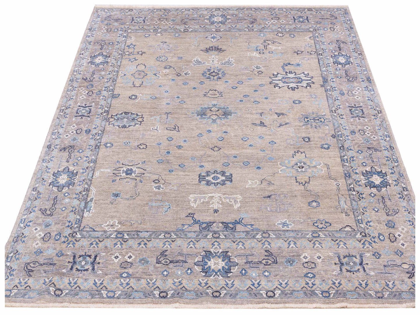 Angora Oushak 148165 Gray Gray 7.11x9.7 Hand Knotted Rug