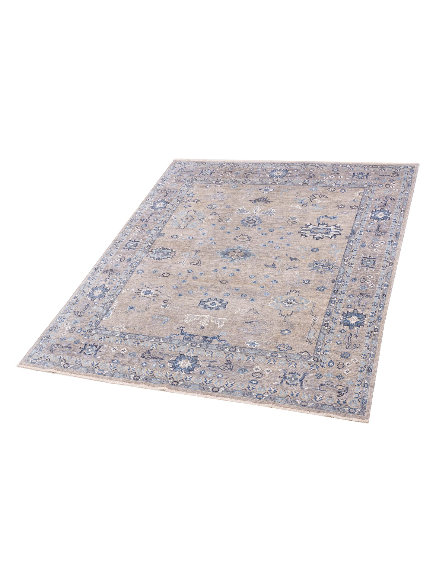 Angora Oushak 148165 Gray Gray 7.11x9.7 Hand Knotted Rug